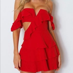White Fox Mini Obsession Dress fiery red